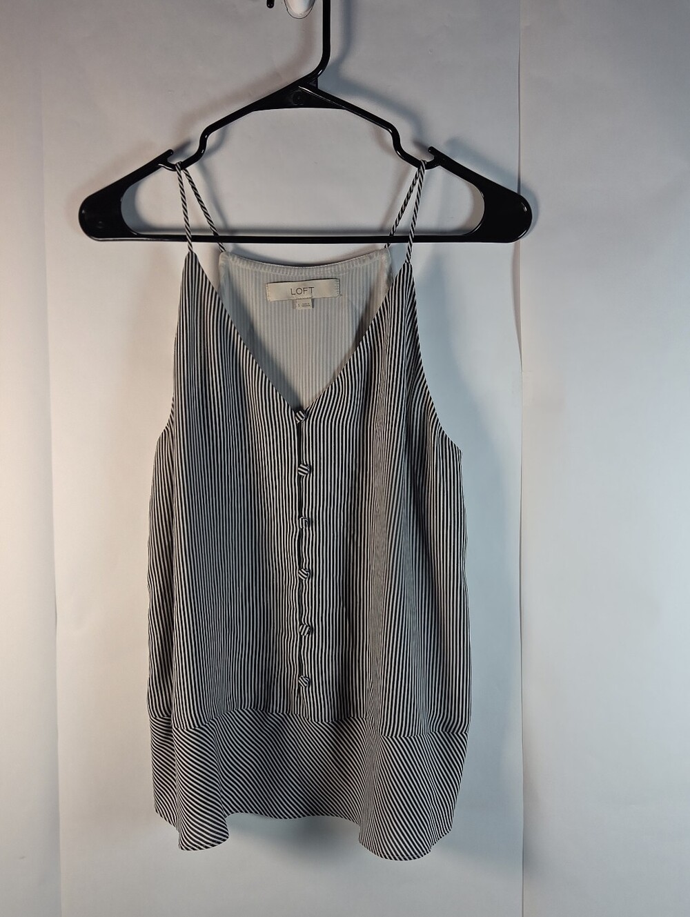 LOFT Black & White Vertical Stripe Button Cami